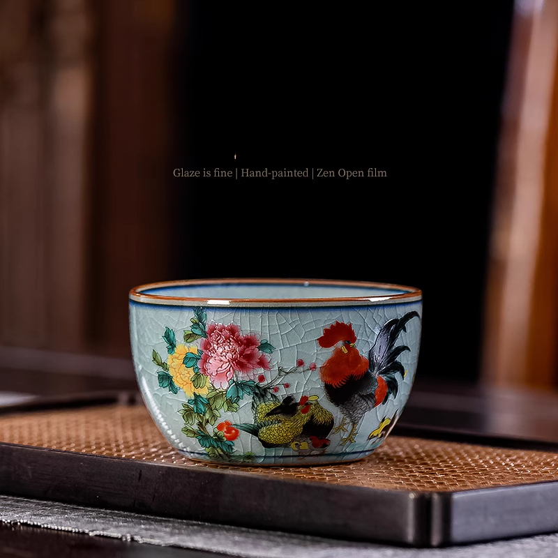 Handmade Ceramic Mug - Taza maestra con patrón de gallo