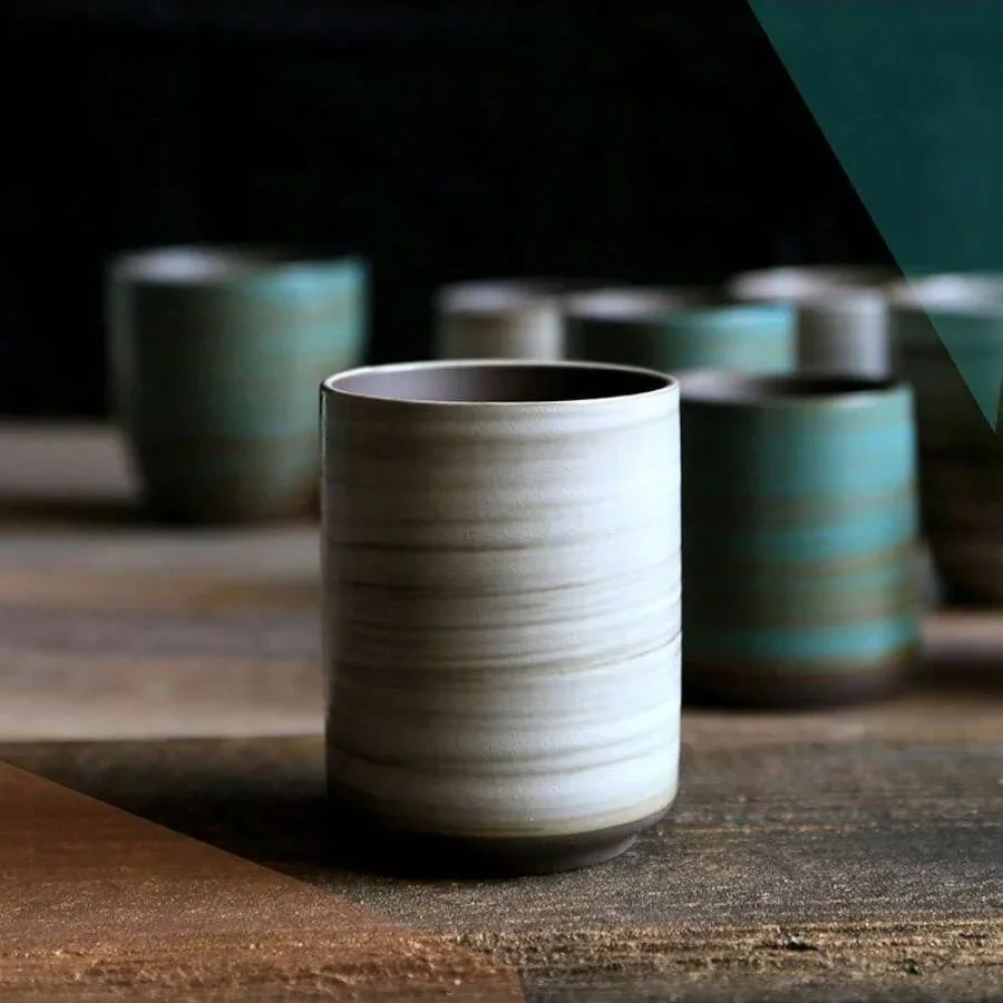 Handmade Ceramic Mug - Taza de gres esmaltada craquelada pintada